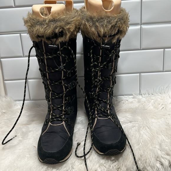🔥🔥 L.L. Bean 284883 Carrabassett Fur Lace-Up Knee High Snow Boots Women Sz 6.5 - Picture 2 of 10